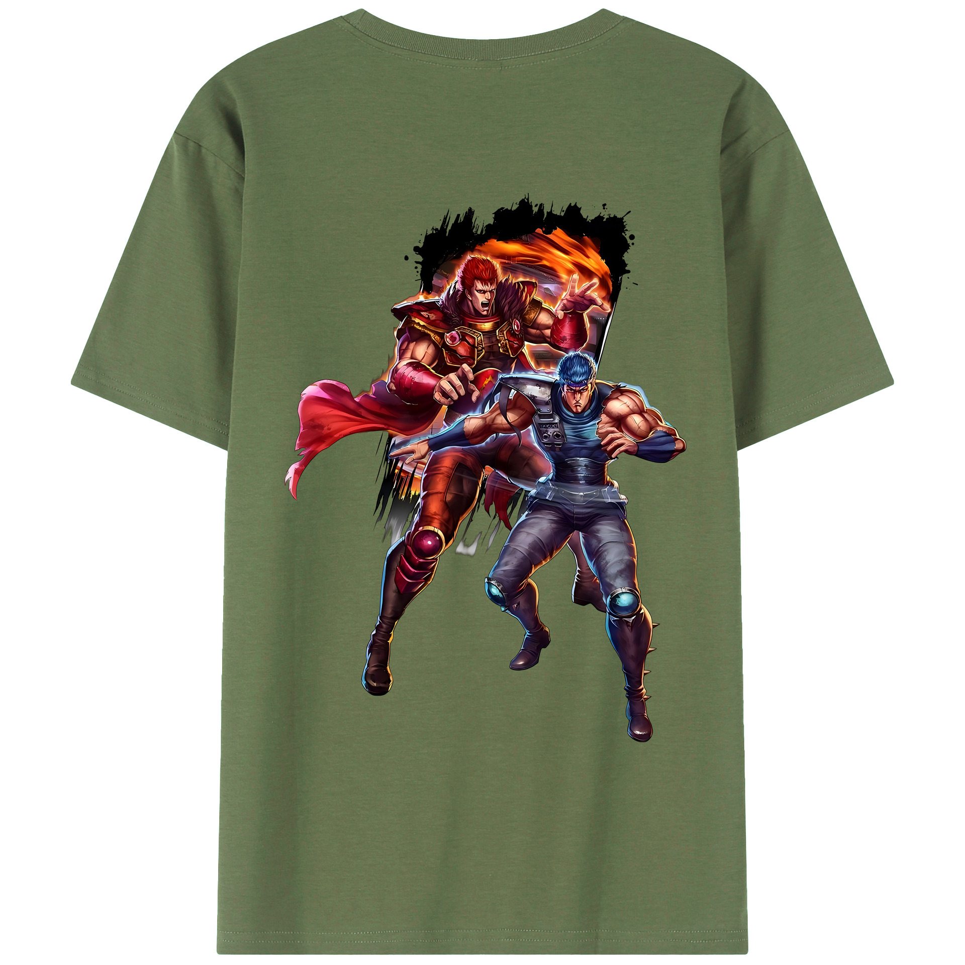 （画像用） 北斗の拳 Fist of the North Star 綿100％ メンズ半袖Tシャツ（バックプリント） 通気性